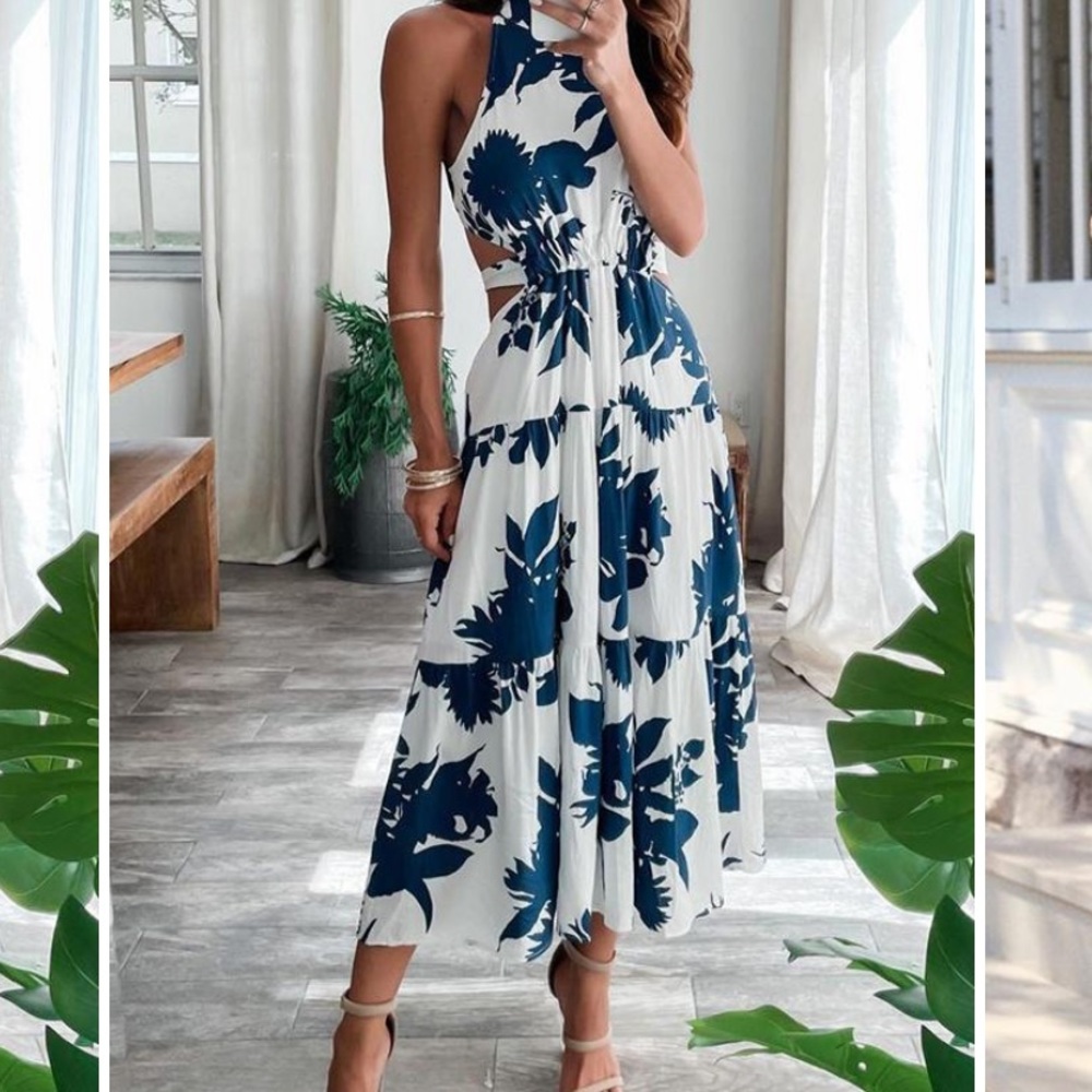NEE floral backless midi dress